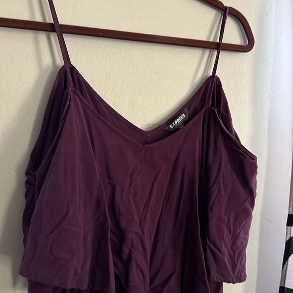 Women Express Cold Shoulder Purple V Flap Short Rayon Soft Dress Size Small - Picture 8 of 9
